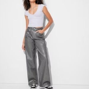 Women's High-Rise Baggy Shiny Jeans - Wild Fable Size 8 NWT